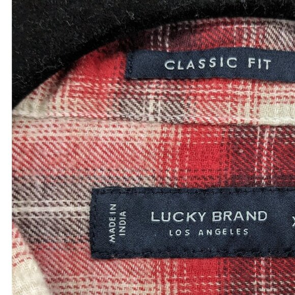 Lucky‎ Brand Flannel Shirt Red Plaid 7MS4000 Humboldt Woven Western Classic Gift - Picture 4 of 7